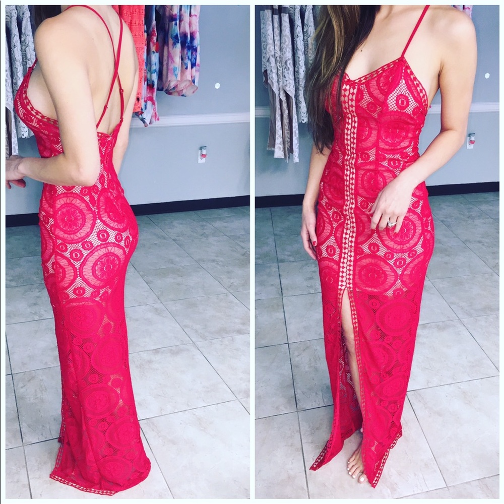 Red maxi dress